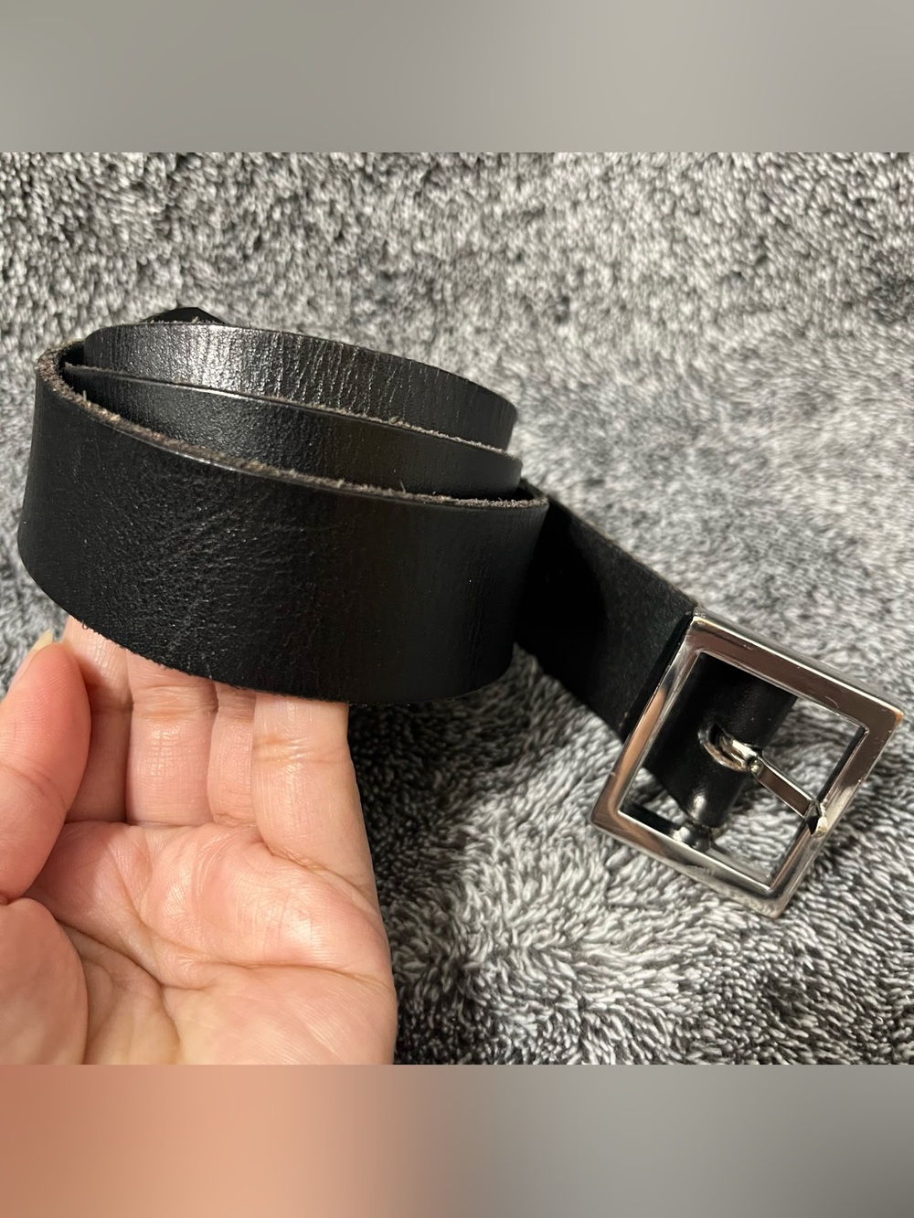 Urban Outfitters Black Leather Belt with Silver Buckle size S ( 33.75 inches)